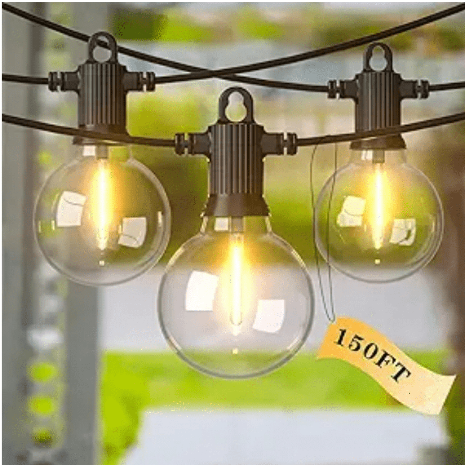 String Lights for Outside,150FT LED Outdoor String Lights Waterproof Patio Lights with 72+3 Shatterproof Globe Bulbs, Connectable Hanging Lights for Balcony Bistro Backyard Porch