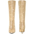 thumbnail image 5 of BLISSFUL STEP Women's Boots Pointed Toe Glitter Stiletto Heel Knee High Boots  Gold 10, 5 of 6
