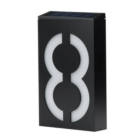 DAMAI Solar House Number Light LED Address Sign, Garden Yard Building Address Numbers Sign Plate Solar Powered, LED Lighted Outdoor Plaque and Wall Art Lighted Up for Home House Street