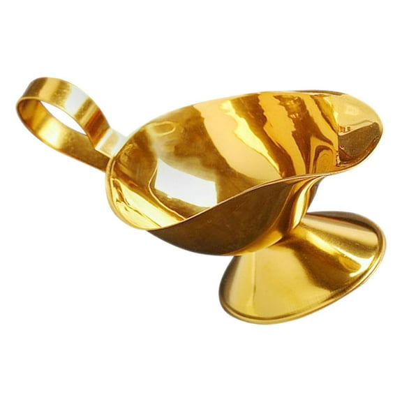 DEMACRIO Soy Sauce Bowls Golden Metal Gravy Boat with Pouring Sauce Function for Households Family Gatherings 1Pack