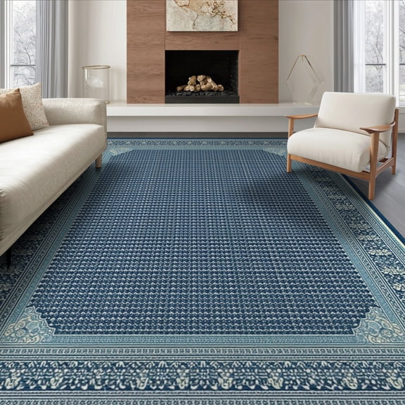 ODIKA 8'x10' Washable Area Rug Non-Shedding, Easy Care, Front Geometric Door Interlocking Ru Trellis Tasseled Boho Entrance for King Size Bedroom Under Bed, Master Suite