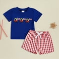 thumbnail image 2 of alcepopk 4th of July Baby Boy Outfit Fourth of July Short Sleeve T-shirt Plaid Shorts Set Toddler Summer Clothes(Red,0-6 Months), 2 of 6