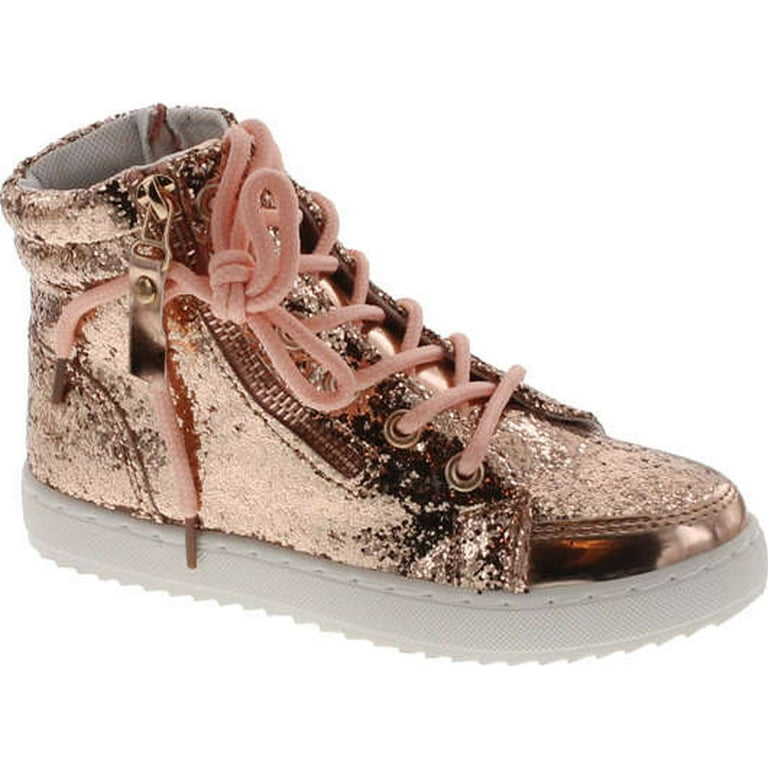 Womens Lightweight Sneaker Walking Fashion Shoes Glitter Rose Gold All Sizes