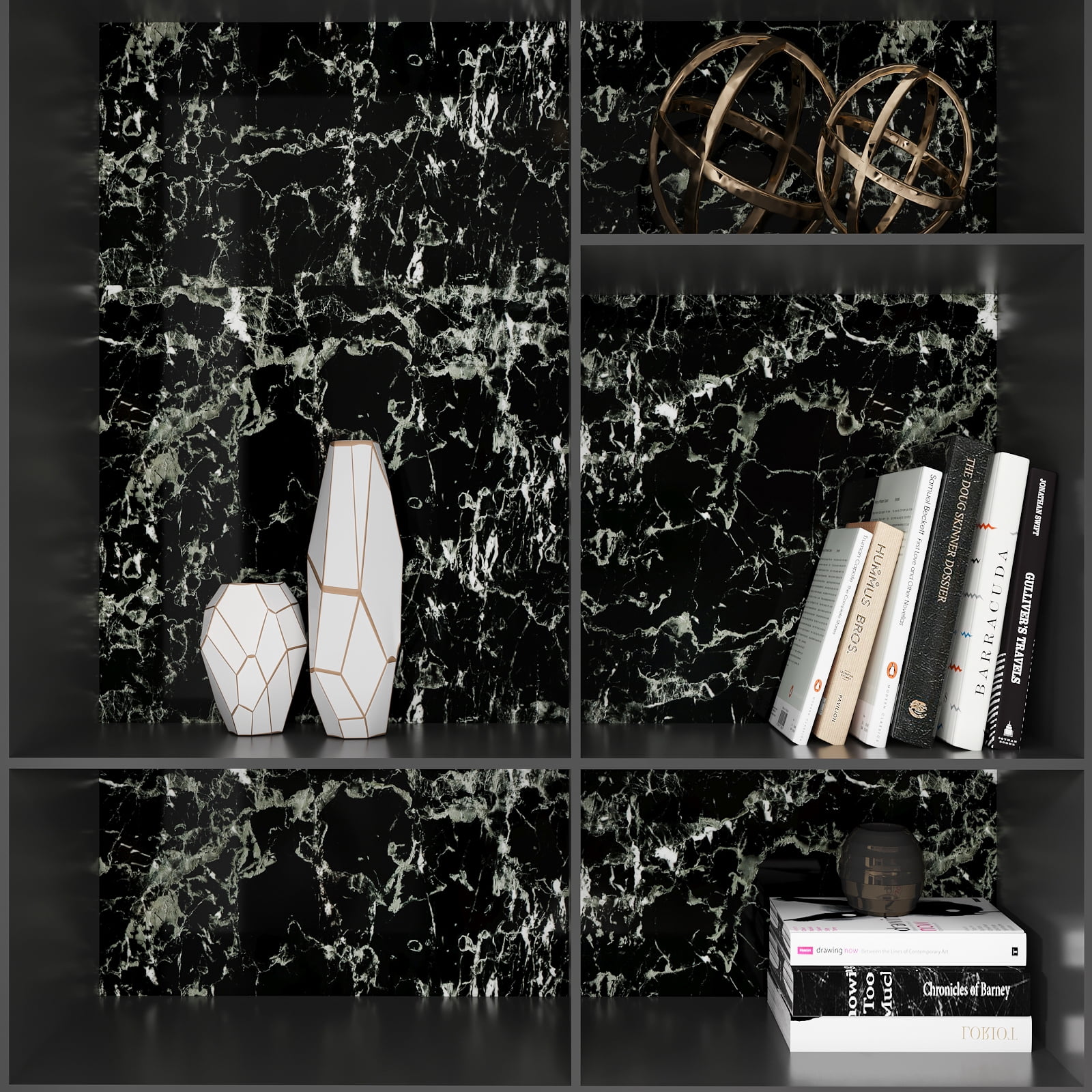 CHIHUT Black Marble Contact Paper for Countertops Waterproof 17.7"x236" Peel and Stick Marble Wallpaper for Kitchen Granite Paper Self Adhesive Wall Paper Removable Vinyl Wrap for Bathroom Cabinets