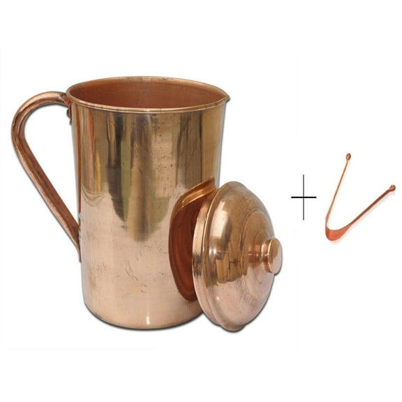 100% Pure Copper 1.5 Liter Pitcher With Ayurvedic Health Benifuts Water Jug Free 1 Tougue Cleaner
