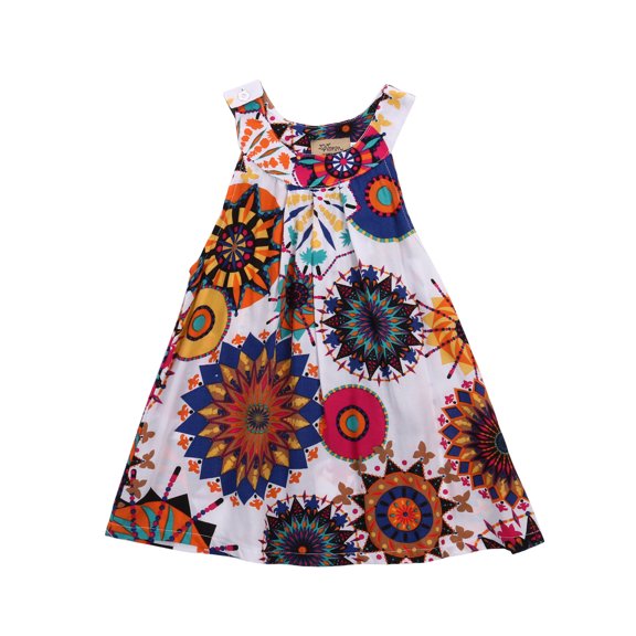 Youweixiong Kids Girls Halter Tropical Flower Sleeveless Mini Dress Beach Sundress