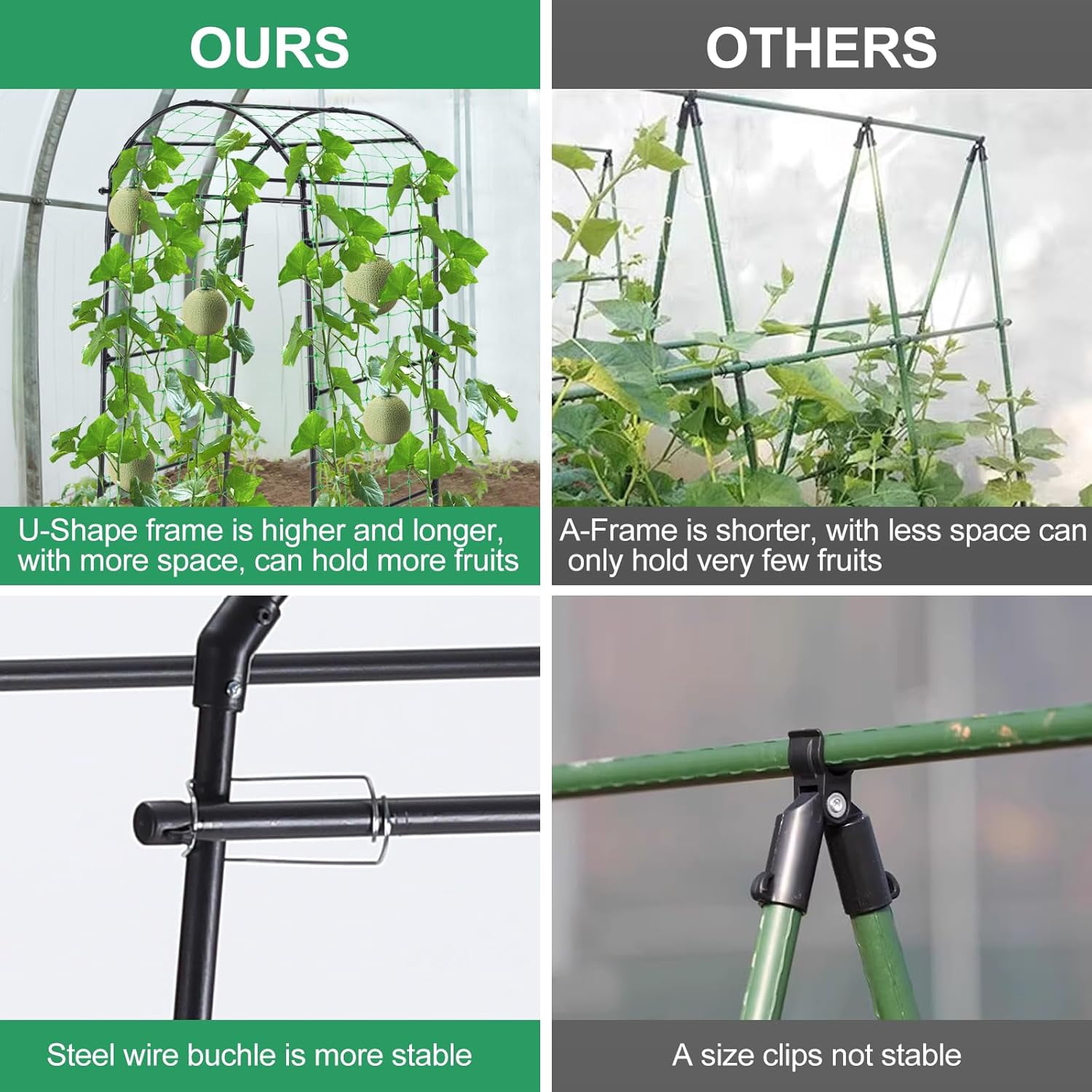 Garden Arch Trellis for Climbing Plants Outdoor, 6.7ft Tall Black Steel Plant Support for Cucumbers Tomatoes Vines