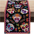 thumbnail image 2 of Jiibva Sugar Skull Mexican Dia De Los Muertos Table Runner 1Pc, 2 of 7