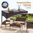 thumbnail image 5 of EDX 4 Piece Patio Furniture Set, All-Weather PE Rattan Conversation Set with Black Tempered Glass Coffee Table, Washable Cushions, for Porch Garden Backyard, Brown/Beige, 5 of 9
