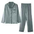 thumbnail image 5 of Zshosam Mens pajama sets Silk Satin Long Sleeve Sleepwear Button-Down Soft Loungewear Loose Pjs Set(Grey,XL), 5 of 5