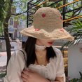 thumbnail image 5 of Sombrero de pescador con protección solar para mujer, sombrero de paja para playa, verano, 56-58 cm de circunferencia de la cabeza, 5 of 5
