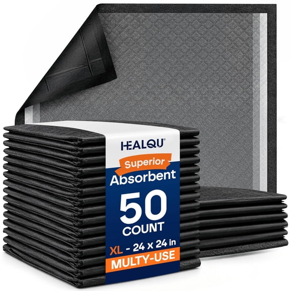 Almohadilla de adiestramiento para perros Puppy Pads Healqu, 50 unidades, 60 x 60 cm, color negro