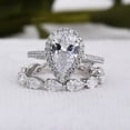 thumbnail image 2 of Veda Jewel Bridal Ring Set in White Gold Plated for Women - 1.5 Ct Pear Cut Simulated Diamond Engagement Ring - Lab Created Three Stone Jewelry Gift, 2 of 3