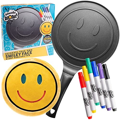 XL Smiley Face Pancake Pan, Make Giant 10" Happy Smile Themed Pancakes, Use With or Without