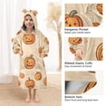 thumbnail image 3 of FORMRS Wearable Blanket Hoodie with Sleeves for Kids Cozy Flannel Sweatshirt, Halloween Pumpkins Pattern, 3 of 7