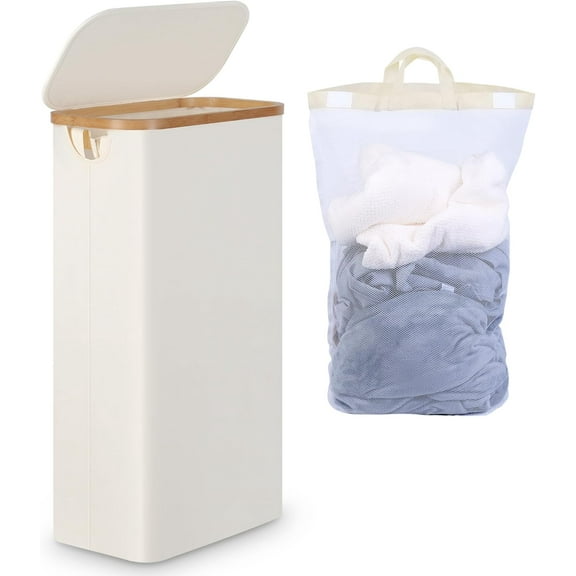 Simple laundry basket with a lid, tall and narrow laundry storage basket