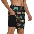 thumbnail image 2 of Kdxio Retro Video Game Print Men's Swim Trunks with Compression Liner 7 Inch Inseam Quick Dry Swim Shorts, 2 of 7