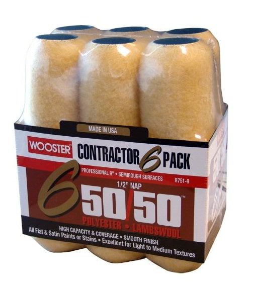 L x 9 in W Wooster 50/50 Lambswool Polyester Paint Roller Cover 1/2 in L x 9 in W Wooster 50/50 Lambswool Polyester Paint Roller Cover 1/2 in