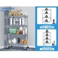 thumbnail image 5 of 4 Shelf Shelving Storage Units with Wheels, Wire Heavy Duty Shelves for Storage Adjustable Storage Shelving Unit for Home, Garage, Kitchen，Office Metal Organizer Wire Rack, 5 of 7