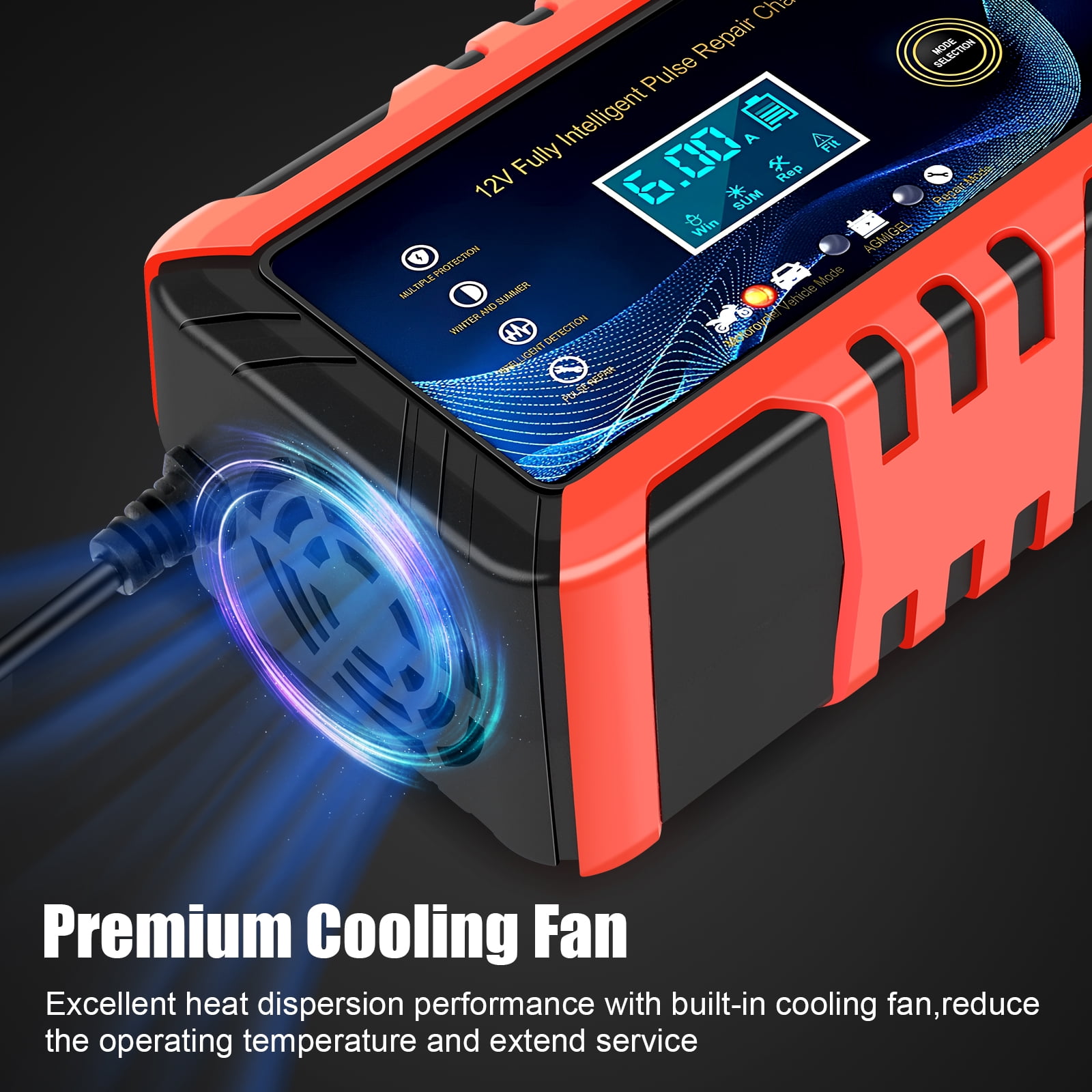 Chargeur Batterie 12v Chargeur De Batterie Voiture 12V 6A Intelligent Avec écran LCD - Pour Moto, Tondeuse, AGM, GEL Cosse Batterie 12v