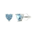 thumbnail image 2 of 1.5 Ct Heart Cut Studs Blue Crystal 18K White Solid Gold Everyday Dainty Earrings Screw Back, 2 of 7