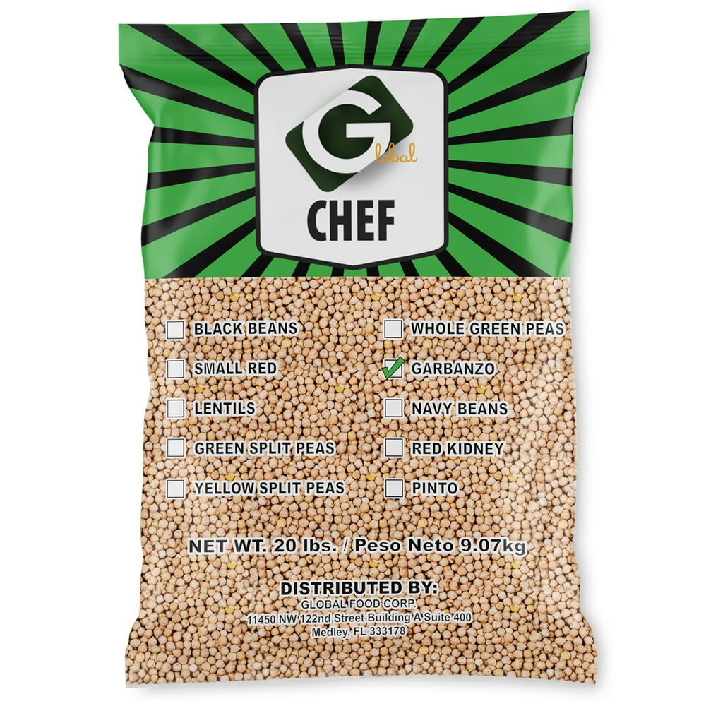 Global Chef Garbanzo Beans Chickpeas Dry 20 LBS Bulk Bag