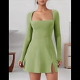 thumbnail image 2 of Vestido con Escote Cuadrado Verde M, 2 of 7