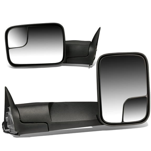DNA Motoring TWM-023-T111-BK For 1994 to 2002 Dodge Ram BR / BE Pair of Black Telescoping Manual Foldable Side View Towing Mirror 99 00 01
