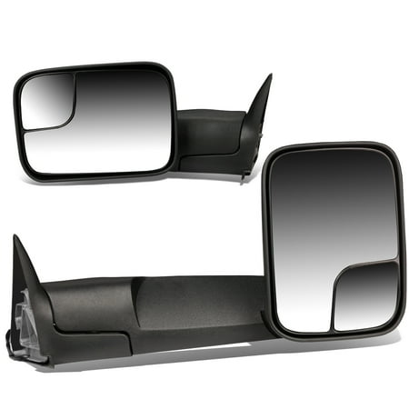 Telescoping Tow Mirror (For 94-02 Dodge Ram BR/BE Pair of Black Telescoping Manual Foldable Side View Towing Mirror 99 00)