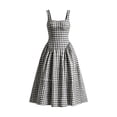 thumbnail image 4 of TFEOQRY Women's Cami Midi Dress with Pockets Checkered Square Neck A-Line Casual Beach Vacation Dress, 4 of 6