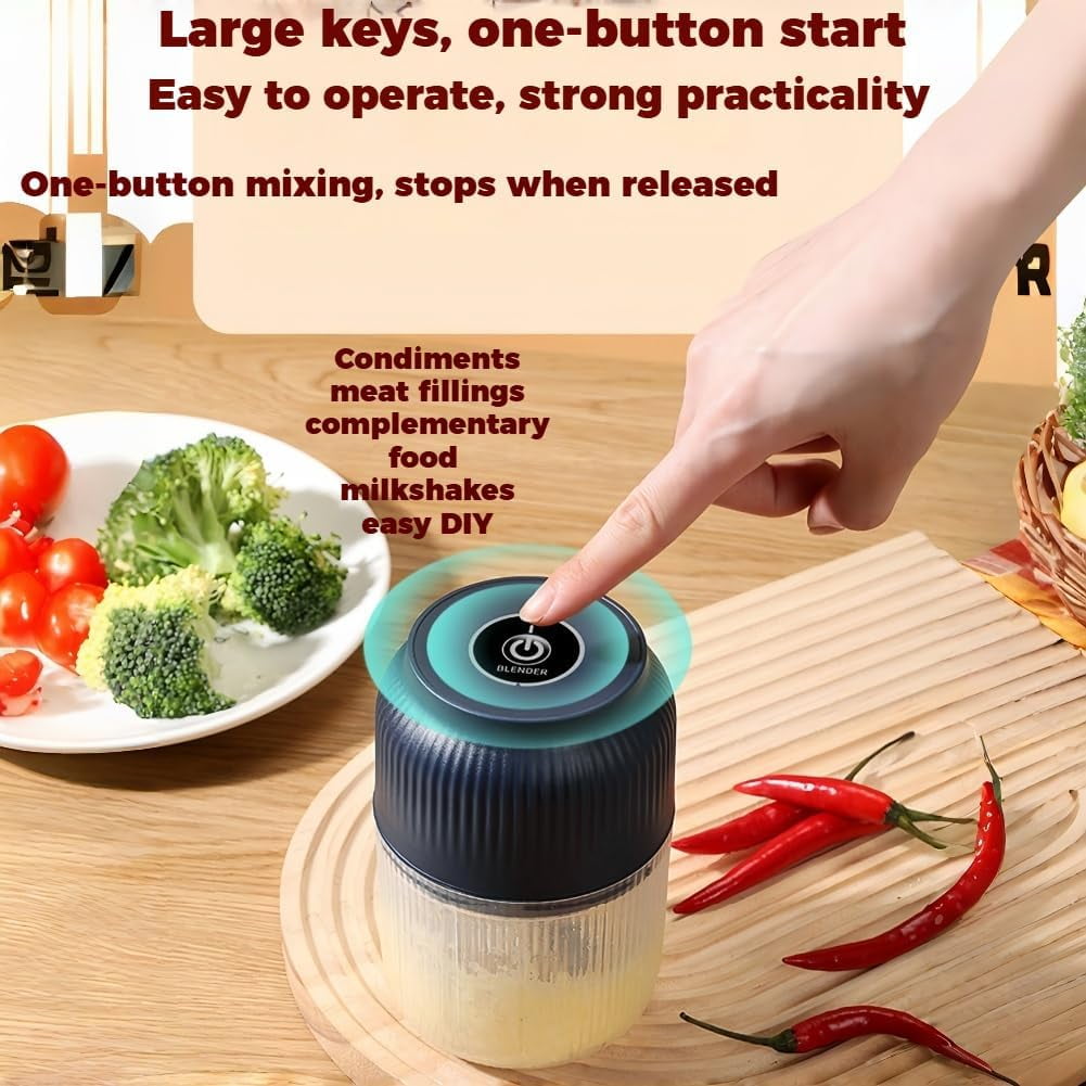 Electric Garlic Chopper, Rechargeable Mini Food Processor with Container & Lid, 4/6 Blade Chopper for Vegetables, Nuts, Meat & Egg Whisking