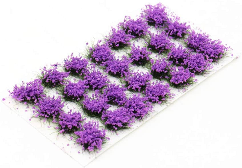 35 Pcs Static Grass Tuft Model Grass Tufts Railway Artificial Grass and 28 Pcs Bushy Tuft Pink Flower Cluster Vegetation Groups for DIY Architecture Building Model Train Landscape Railroad Scenery 