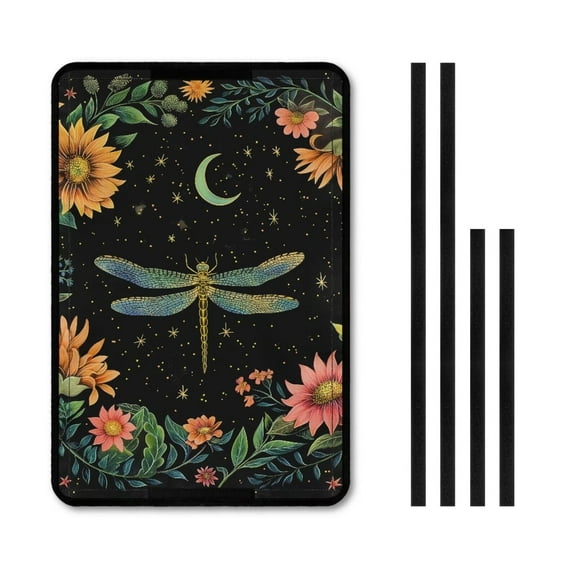 XYZCANDO Dragonfly Flower RV Door Window Shade Foldable RV Black Out Curtains for Camper Windows Camper Accessories Easy to Install Camper Blinds with UV Protection Black