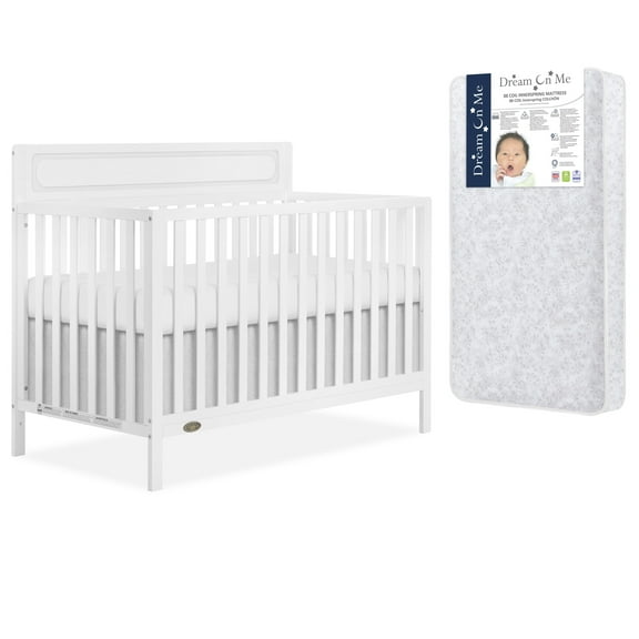 Dream On Me Avery Convertible Crib in White with Free Crib Mattress