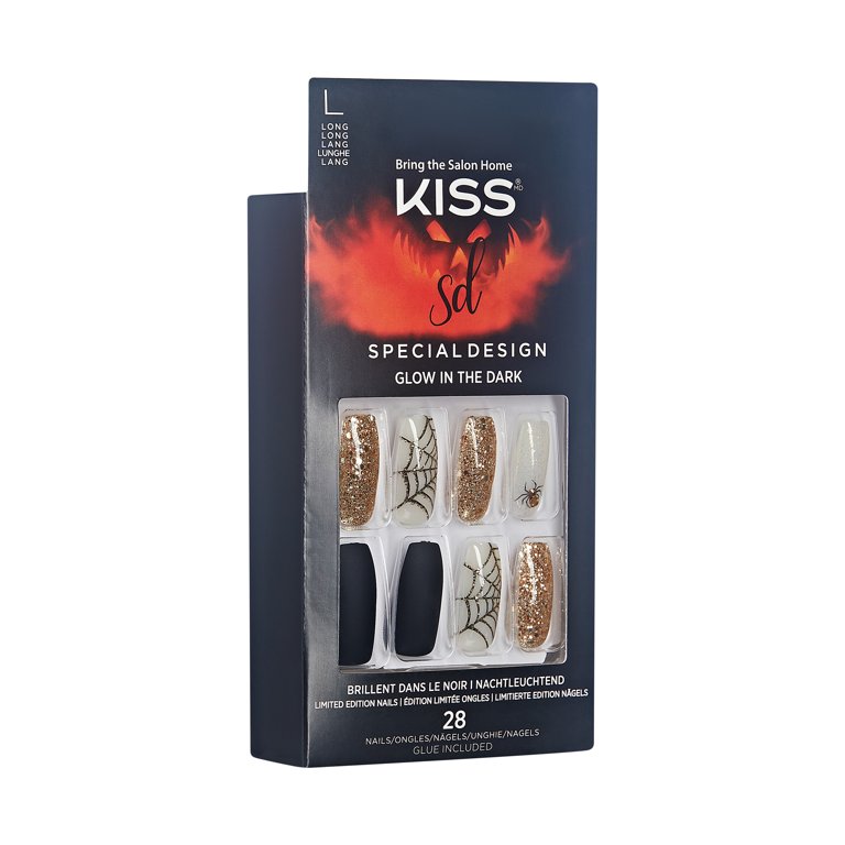 kiss halloween nails glow in the dark