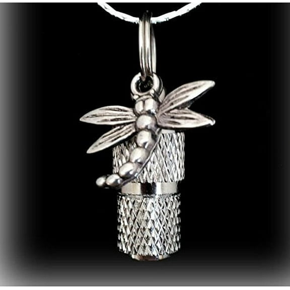 Classic MINI Faceted Silver DRAGONFLY CREMATION URN Keepsake - Includes Velvet Pouch & Fill Kit