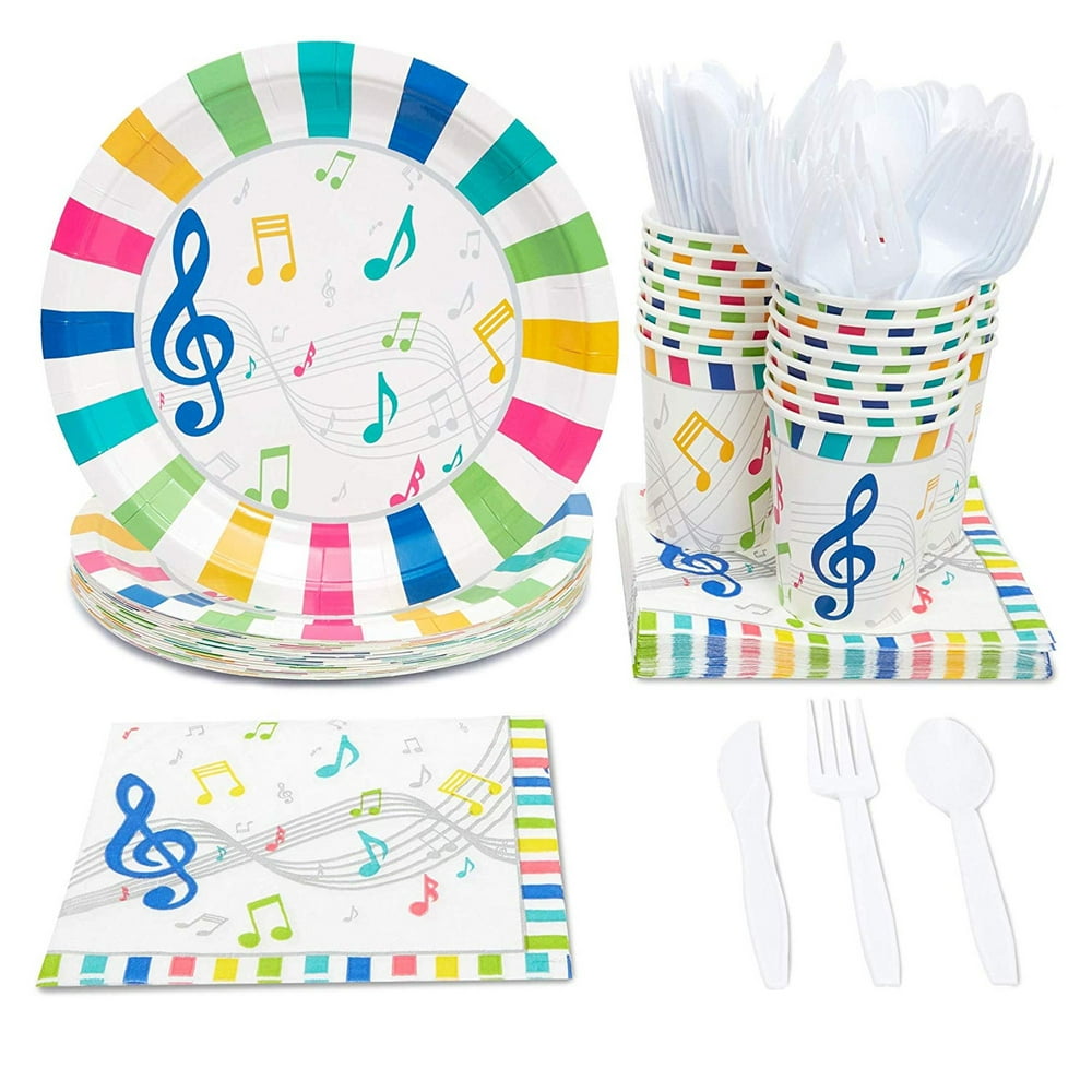 Serves 24 Music Notes Themed Birthday Party Supplies, 144PCS Plates