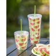 thumbnail image 3 of Evergreen Cypress Home Beautiful Watermelon Acrylic Tumbler with Straws Gift Set - 8 x 4 x 4 Inches Homegoods and Accessories for Every Space, 3 of 9