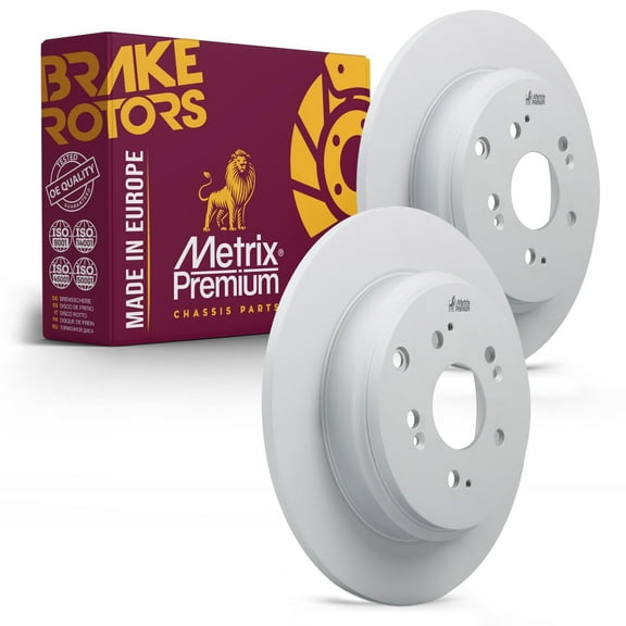 Metrix Premium Chassis Parts-2 PC Rear Coated Solid Disc Brake Rotor Fits Honda Odyssey,Honda Pilot,Acura MDX,Acura ZDX,Replacement 08.D278.11,Made in Europe