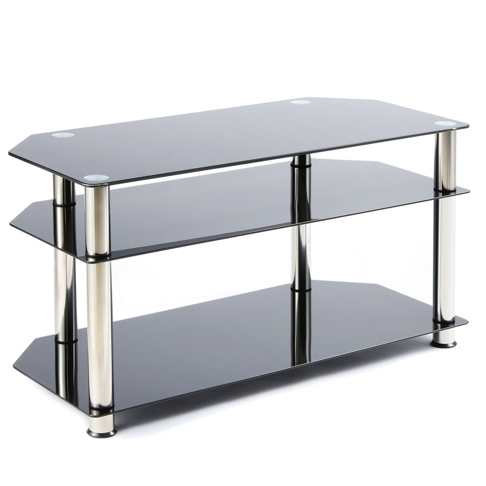 Rfiver Glass Corner TV Stand for 26 27 28 30 32 37 40 42 43 46 50 inch