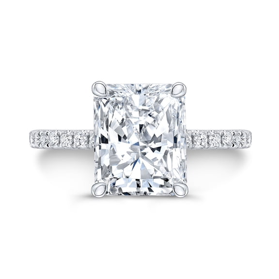 Oryn Jewel 14K White Gold Plated Ring - 1.9 Ct Radiant Cut Diamond Engagement Ring - Engagement Wedding Jewelry for Women - Fine Diamond Beautiful Special Occasion Ring - Promise Gift for Her