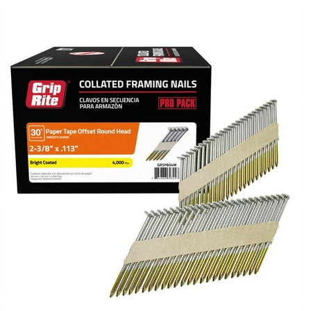 Grip-Rite GRSP8DR4M Paper Strip Framing Nails, Bright