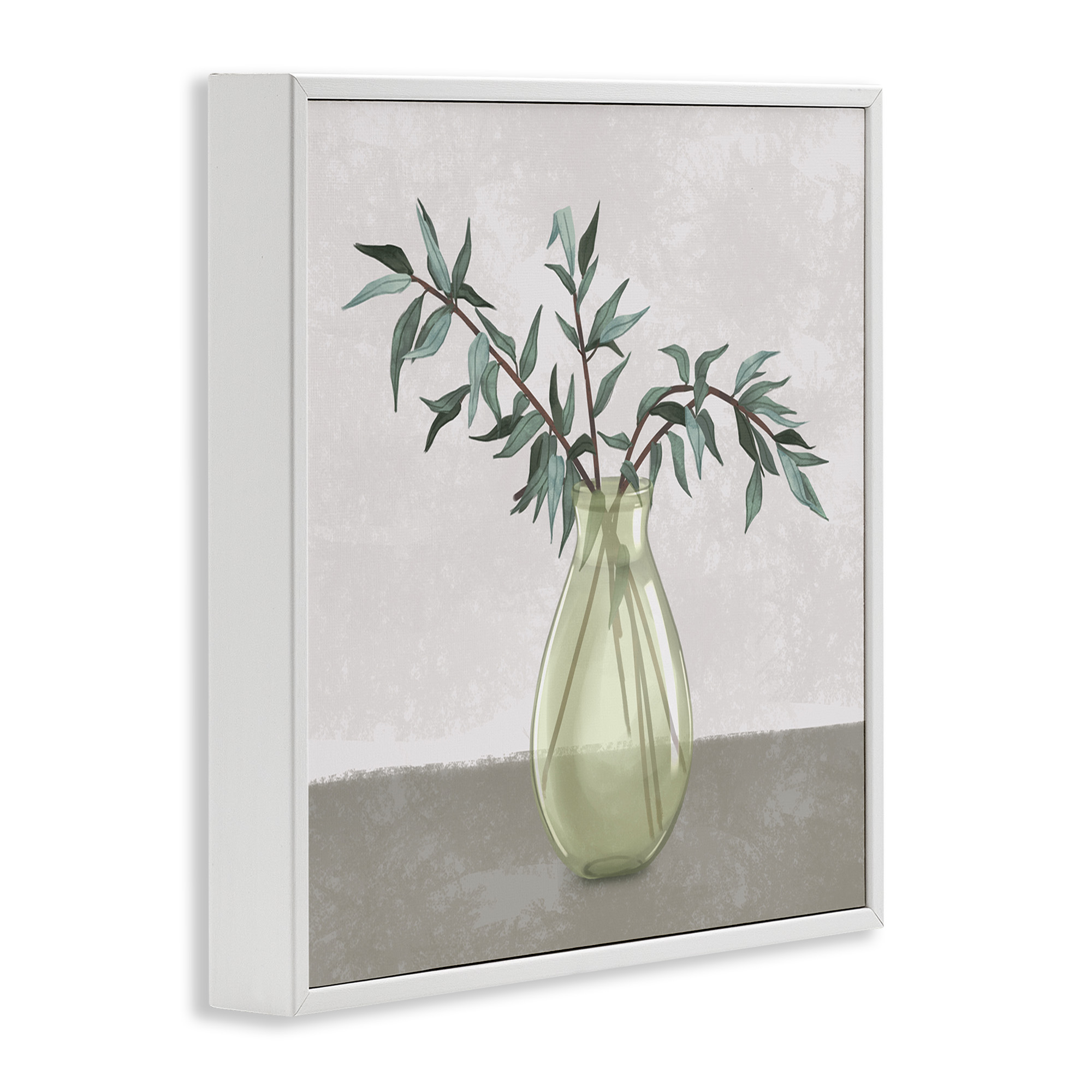 Stupell Industries Vase And Plant Neutral Grey Design Botanical & Floral Painting White Framed Art Print Wall Art, 12 x 12