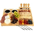 thumbnail image 2 of Charcuterie Boards Set with Knives, Bamboo Cheese Board, Charcuterie Platters with Compartments, Serving Boards for Gifts, 2 of 3