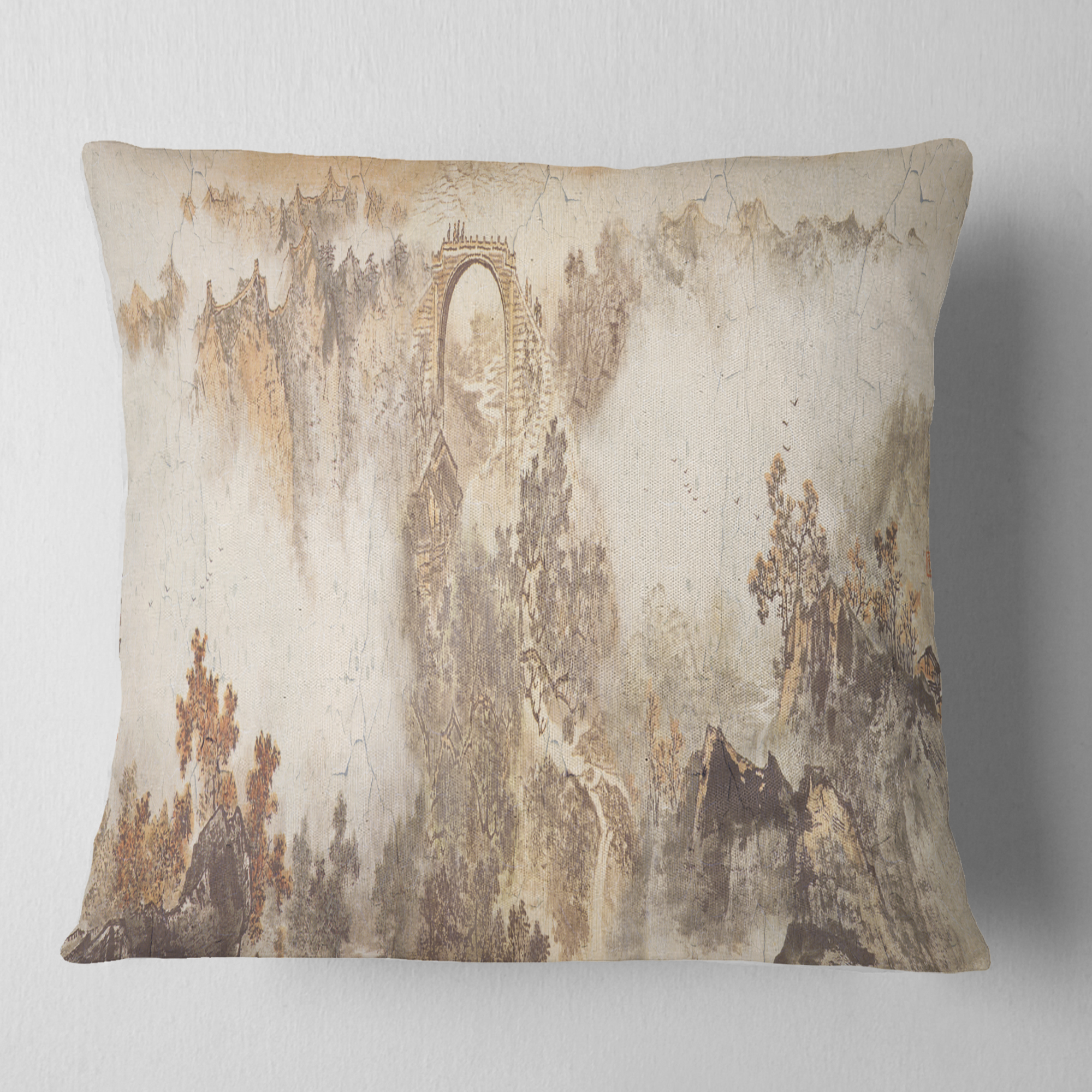 Designart Nature in Vintage Style - Landscape Photography Throw Pillow - 16x16