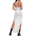 thumbnail image 4 of Cenuakty Women's Sleeveless Backless White Beach Dress  Bikini Cover Up Tassel Hem Bathing Suit, 4 of 5