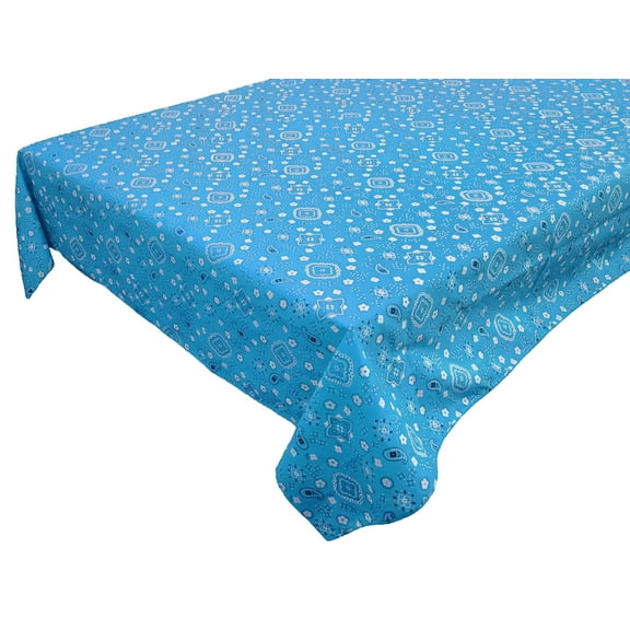 Cotton Tablecloth Floral Print Paisley Bandanna Turquoise