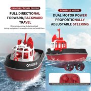 1/72 Scale Electric RC Tugboat, 2.4G 8km/h High Speed Turbojet Boat with Self-Righting Technology & Fully Sealed Waterproof Design for Pools, Lakes & Rivers - RTR