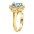 thumbnail image 2 of 14k Yellow Gold, Elegant Oval Fancy Cluster Ring Aqua CZ Mar Synthetic Birthstones Size 7, 2 of 3