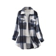 thumbnail image 3 of Liacowi Women Juniors Loose Shirt Jacket Plaid Outwear Lapel Long Sleeve Vintage Shacket Casual Tops Coat for Teen, 3 of 4